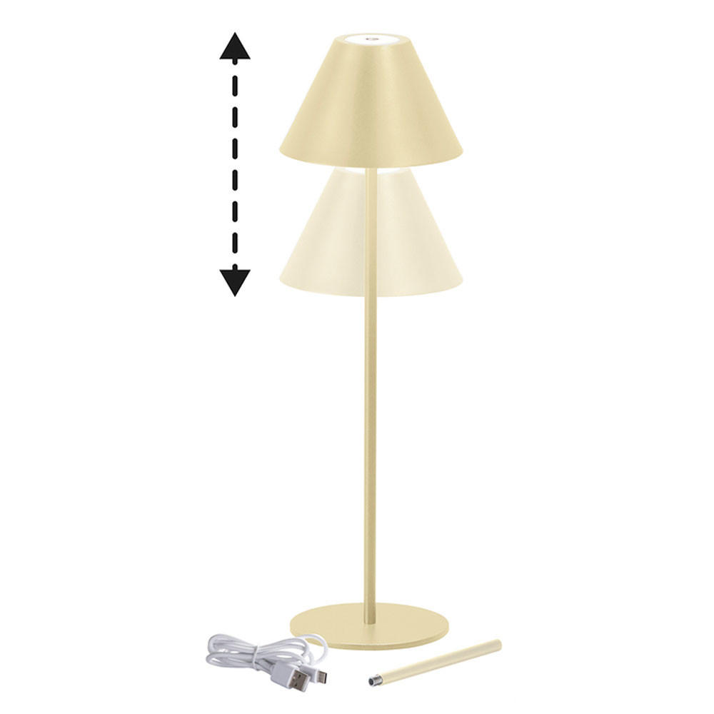 LED TISCHLEUCHTE Sand Aluminium - Bernsteinfarben, Metall (14/14/36cm)