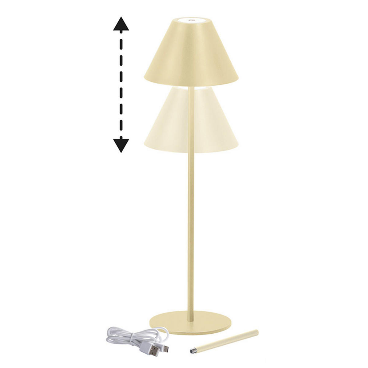 LED TISCHLEUCHTE Sand Aluminium - Bernsteinfarben, Metall (14/14/36cm)