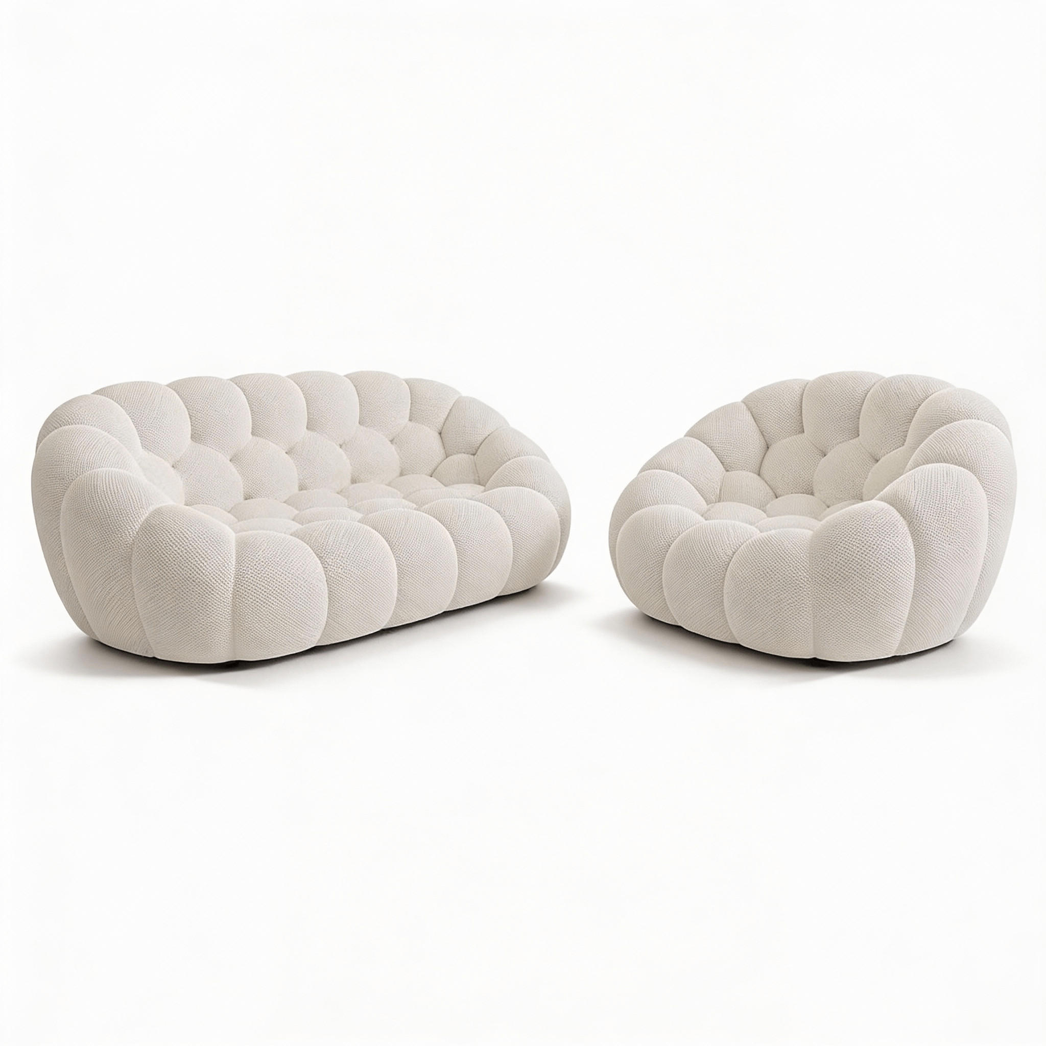 SITZGARNITUR Cocoon Sofa und Sessel Weiß - Weiß, Textil (190/75/113cm) - COCO Living
