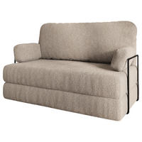BETTSOFA KESTE aus Schaumstoff Bucle-Stoff Beige Schlaffunktion - Beige, Textil (140/86/60cm) - MASSENO