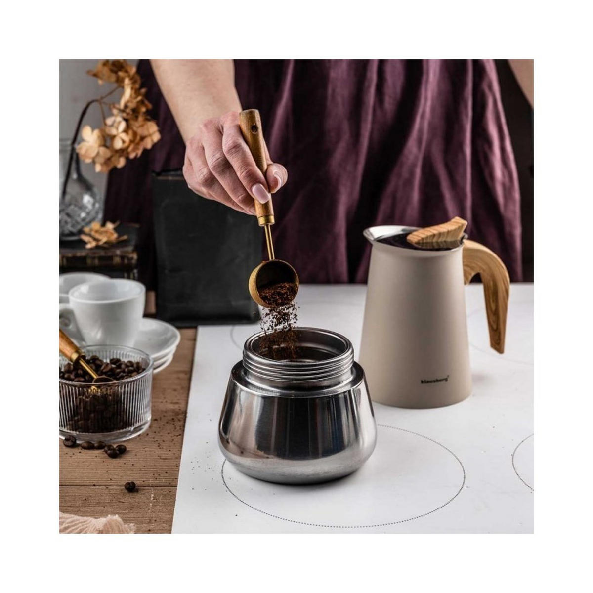 ESPRESSOKOCHER Creme 12.8/15.5/21.7 cm KB7996 - Creme, Metall (15.5/21.7/12.8cm) - Klausberg 