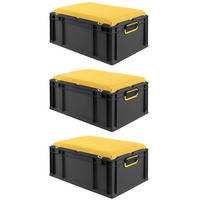 EUROBOX 3x NextGen Seat Gelb, HxBxT 26,5x40x60cm, 44 Liter, Griffe geschlossen, Schwarz - Schwarz, Kunststoff (40/26.5/60cm) - PROREGAL