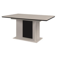 ESSTISCH sand, schwarz, Säulentisch ausziehbar 160 - 200 x 90 cm - Sandfarben/Schwarz, Holzwerkstoff (160/90/76cm) - Furn.Design