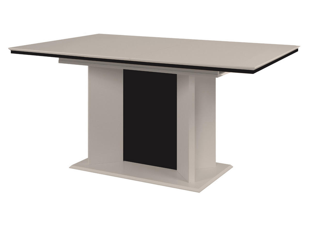 ESSTISCH sand, schwarz, Säulentisch ausziehbar 160 - 200 x 90 cm - Sandfarben/Schwarz, Holzwerkstoff (160/90/76cm) - Furn.Design