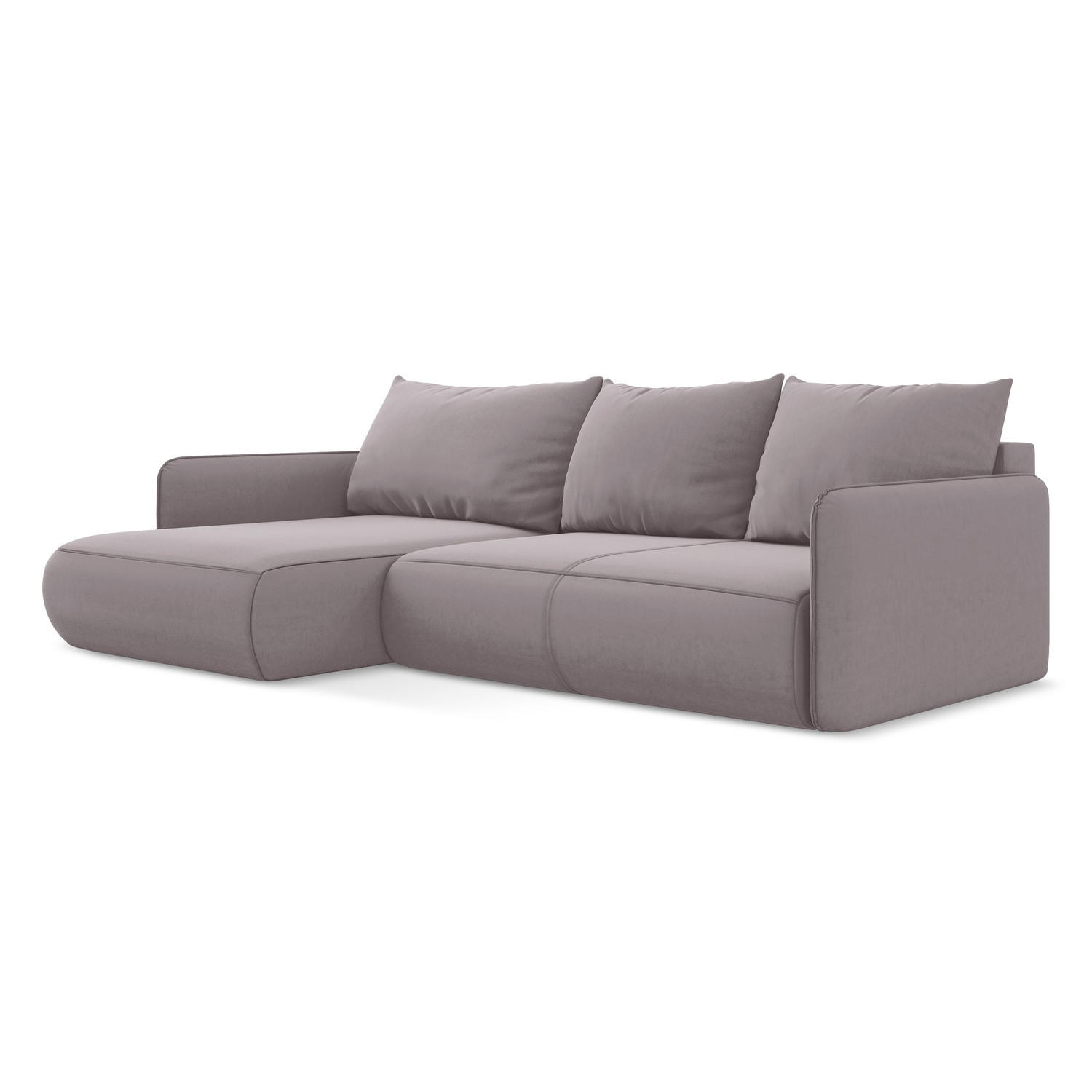 ECKSOFA mit Schlaffunktion Samt Stoff Violett - Lila/Flieder, Kunststoff/Textil (148/240cm) - LaMiaSofa