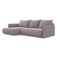 ECKSOFA mit Schlaffunktion Samt Stoff Violett - Lila/Flieder, Kunststoff/Textil (148/240cm) - LaMiaSofa