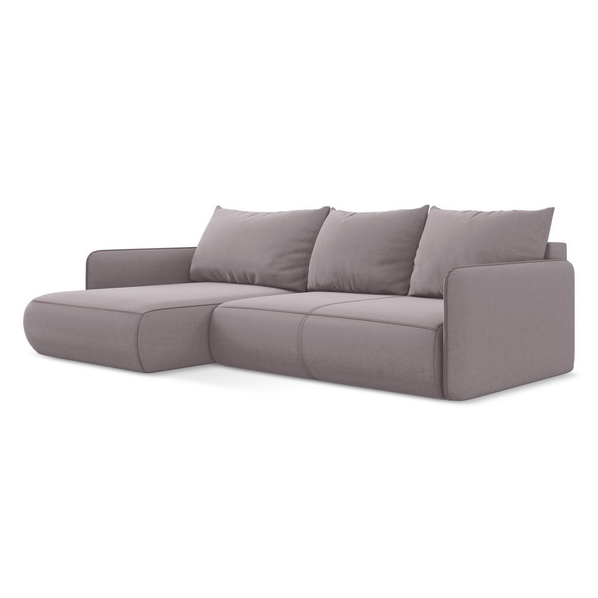 ECKSOFA mit Schlaffunktion Samt Stoff Violett - Lila/Flieder, Kunststoff/Textil (148/240cm) - LaMiaSofa