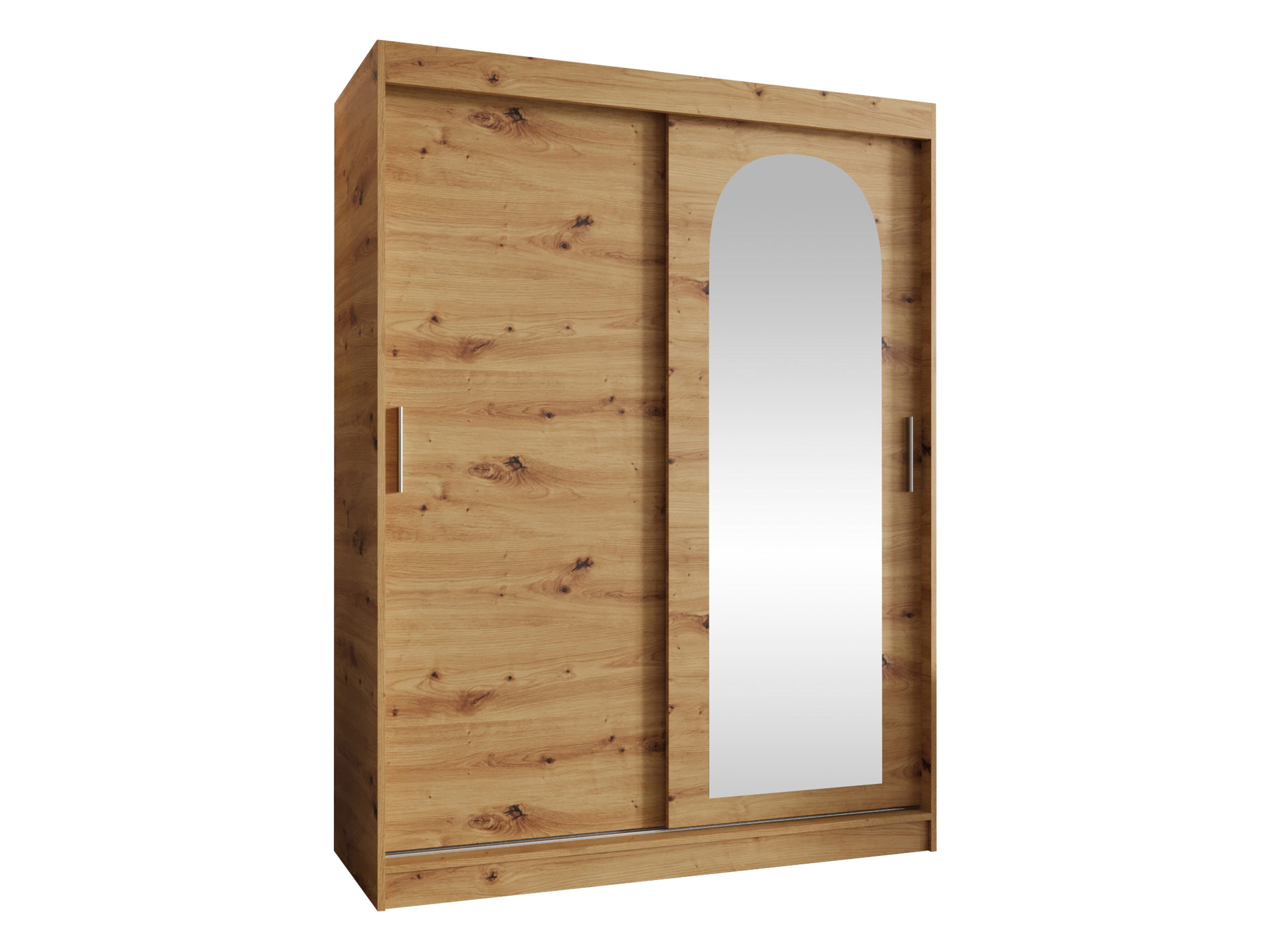 SCHWEBETÜRENSCHRANK Selfie 150 cm - Silberfarben/Eiche Artisan, Holzwerkstoff/Kunststoff (150/200/62cm) - MIRJAN24