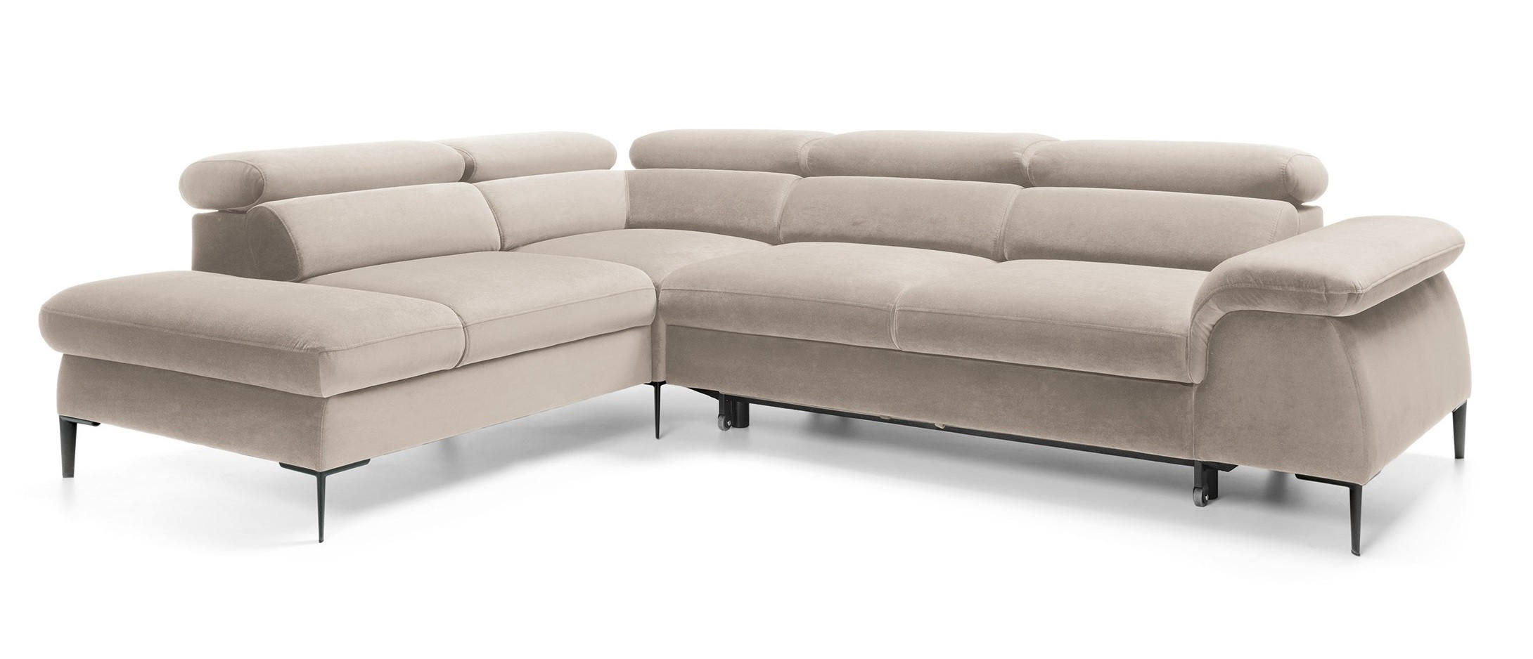 SCHLAFSOFA 280 cm Amaro L mit verstellbaren Kopfstützen, Links, Beige - Beige, Holz (280/214cm) - Emporius