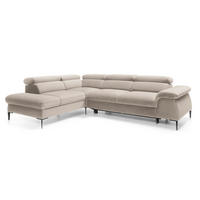 SCHLAFSOFA 280 cm Amaro L mit verstellbaren Kopfstützen, Links, Beige - Beige, Holz (280/214cm) - Emporius