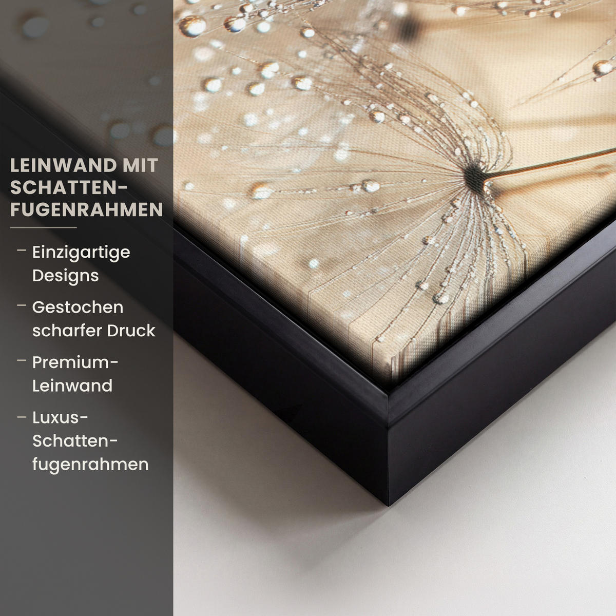 LEINWAND Bilder mit Rahmen - Löwenzahn - Abstrakt - Natur - Beige - 30x20 - Braun, Textil (30/20cm) - MuchoWow