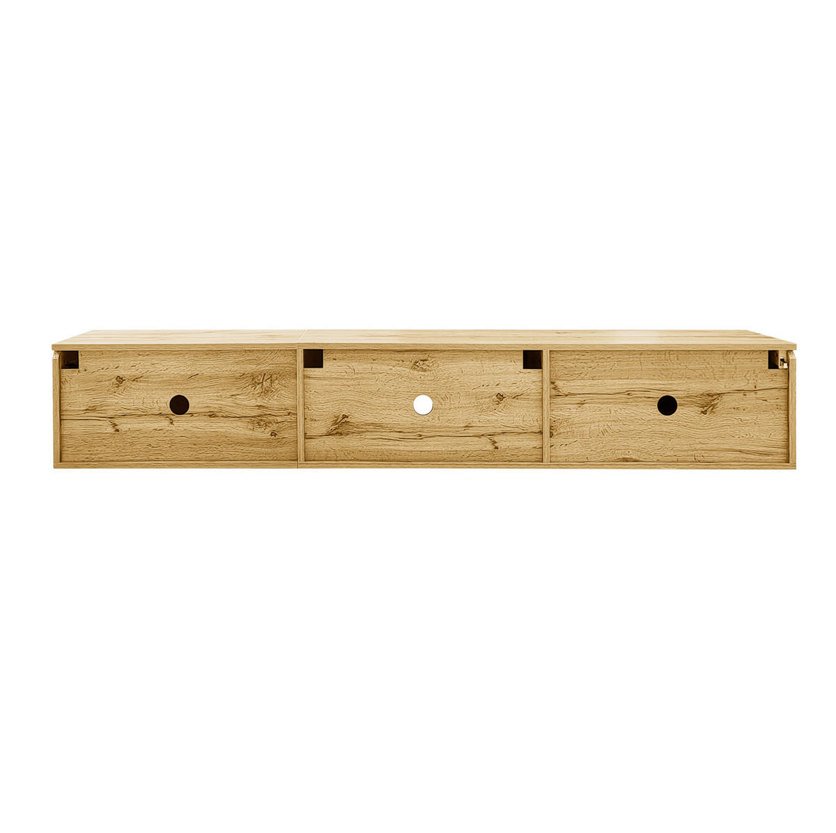 TV skříňka, 180/35/30 cm, MDF a dřevotříska, černá/dekor dřeva, LED - černá, kompozitní dřevo (180/30/35cm) - BEAOK