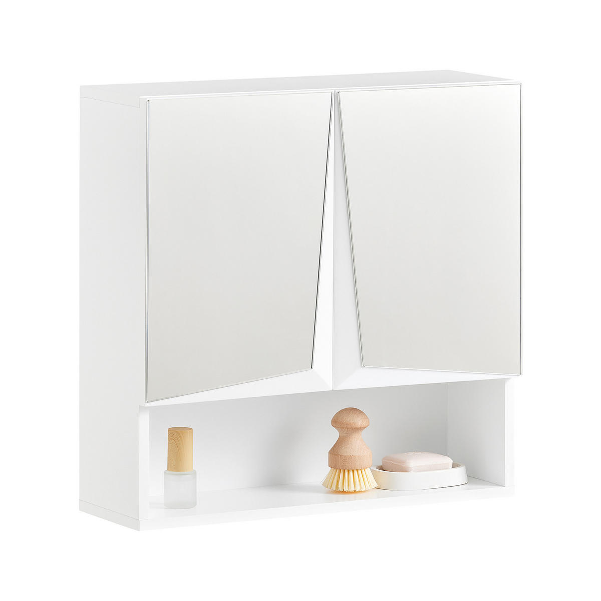 SPIEGELSCHRANK Weiß - Weiß, Glas/Holzwerkstoff (48/48/17cm) - SoBuy