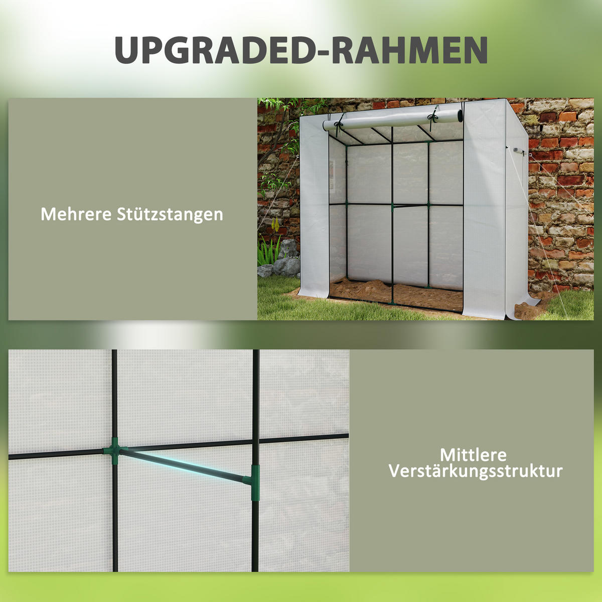 ANLEHN-GEWÄCHSHAUS DE-05716 Mit Rolltür & Netzfenstern, UV-beständig Weiß - Weiß, Kunststoff/Metall (76/170/200cm) - ComfortXL