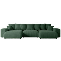 WOHNLANDSCHAFT mit Schlaffunktion und Bettkasten ESKAR-U -352x165x84cm Grün Cord - Schwarz/Grün, Holzwerkstoff/Kunststoff (352/84/165cm) - ALTDECOR