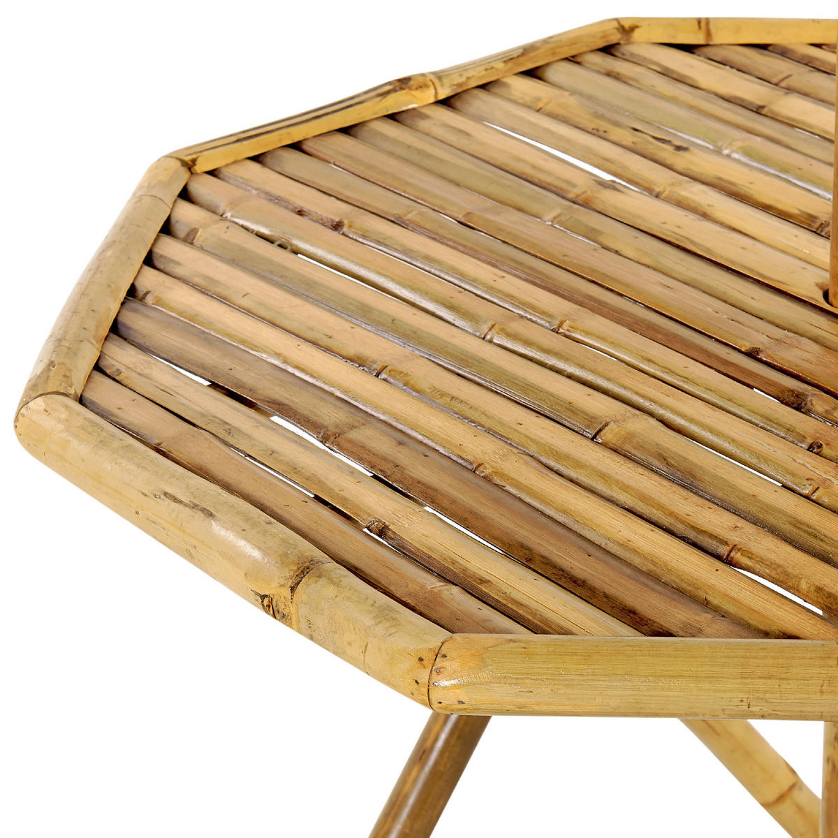 GARTEN BEISTELLTISCH mit Sonnenschirm Bambusholz Seegras Molise - Dunkelbraun, Holz (85/85/76cm) - Beliani
