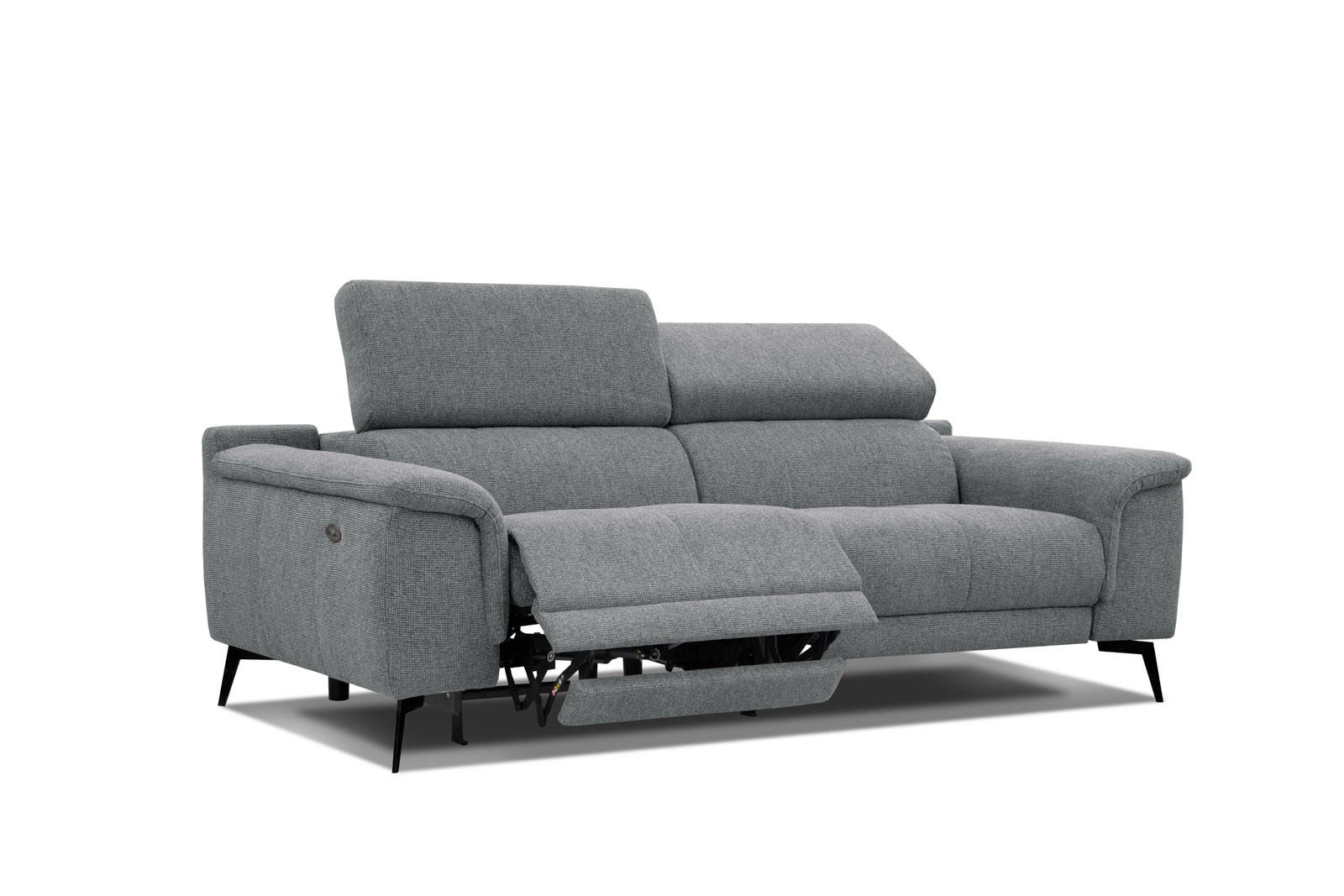 RELAXSOFA FIERO 3-Sitzer mit 1 Relaxfunktion, grau - Schwarz/Grau, Holzwerkstoff/Textil (212/82/103cm) - Courtois Laville