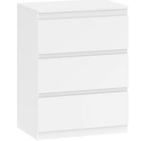 KOMMODE aus FSC-zertifizierter Spanplatte 60x40x79 cm Weiß mit 3 Schubladen, griffloser Front und Anti-Kipp-Schutz - Weiß, Holzwerkstoff (60/79/40cm) - Modfu