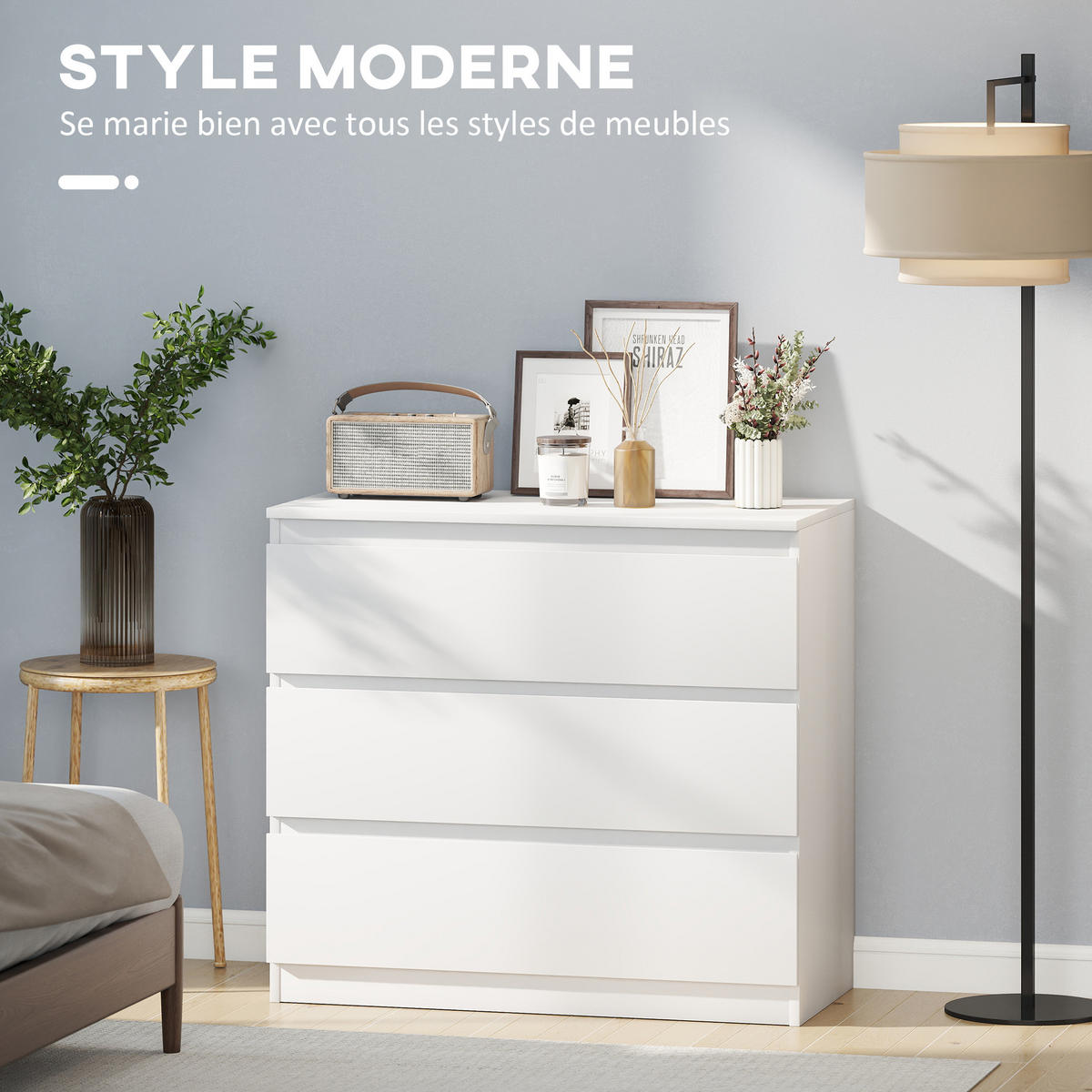 KOMMODE Weiß 80/39/73 cm - Weiß, Holzwerkstoff (80/73/39cm) - PANGIVO
