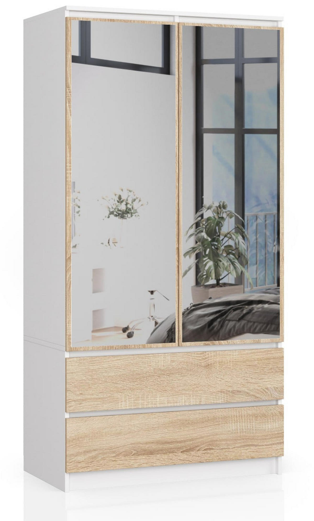 KLEIDERSCHRANK Weiß, Eiche Sonoma 180/90/51 - Weiß, Holzwerkstoff (90/180/51cm) - RAUMHIRSCH FURNITURE