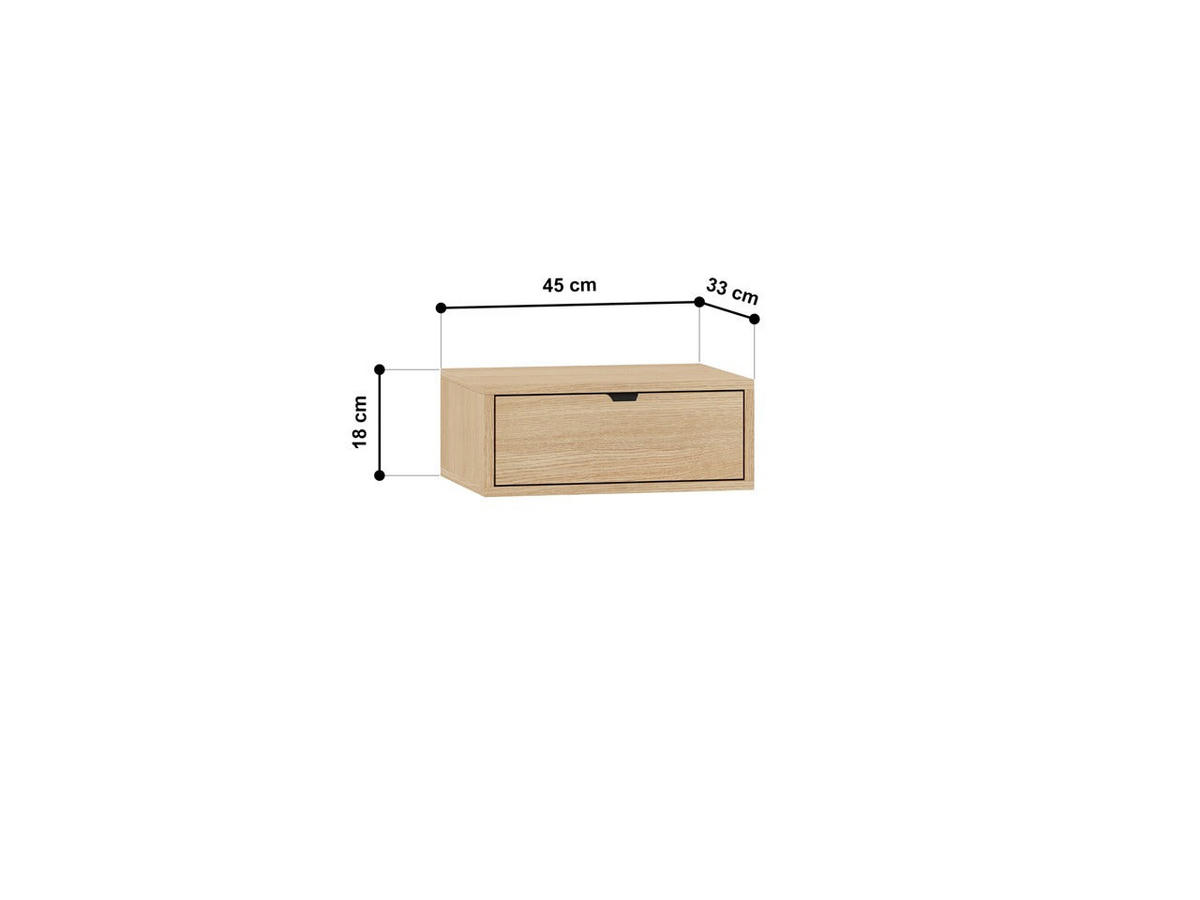 NACHTTISCH – 45 cm – Reynos – Eichefarben - Eichefarben, Holzwerkstoff (45/18/33cm) - hi-markt