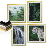 WANDBILDER 4er Set - 50x50 cm & 40x60 cm Goldrahmen - Blätter des Weißen Tigerwasserfalls - Goldfarben, Kunststoff (50/50cm) - ArtPrintCave