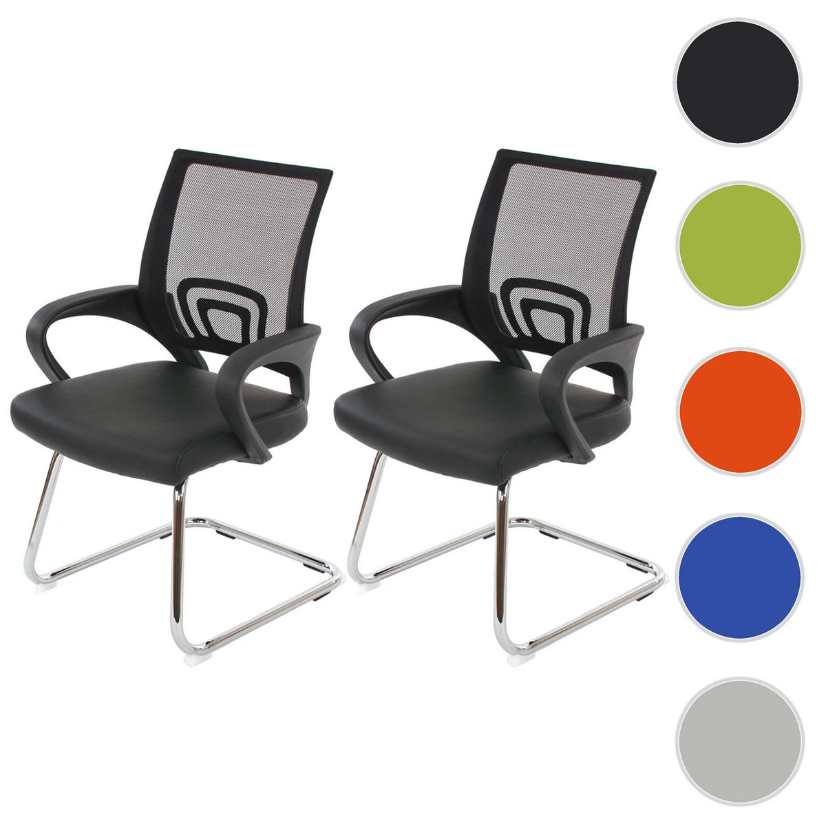 KONFERENZSTUHL Schwarz 2er-Set - Schwarz, Textil (57/92/59cm) - MCW