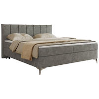 BOXBETT DRINEA 160/200 - Grau Velours - H4 - Grau, Textil (160/200cm) - MKS
