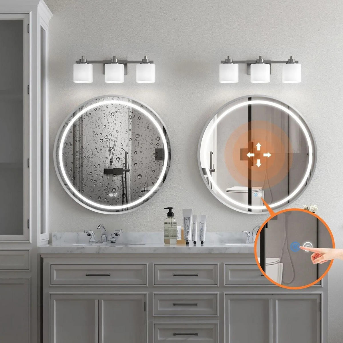 SPIEGEL Rea Led 70cm Mmj Brush Silver - Edelstahlfarben, Glas (70/70/2cm) - REA