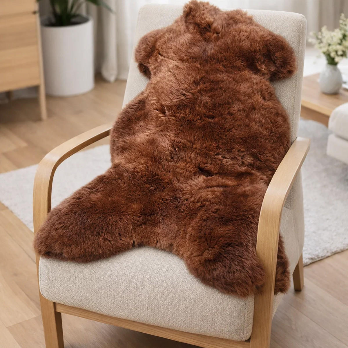 LAMMFELL Schaffell Natur Braun weich & dicht ca. 135 cm - Braun, Fell (80/135cm) - Provellus