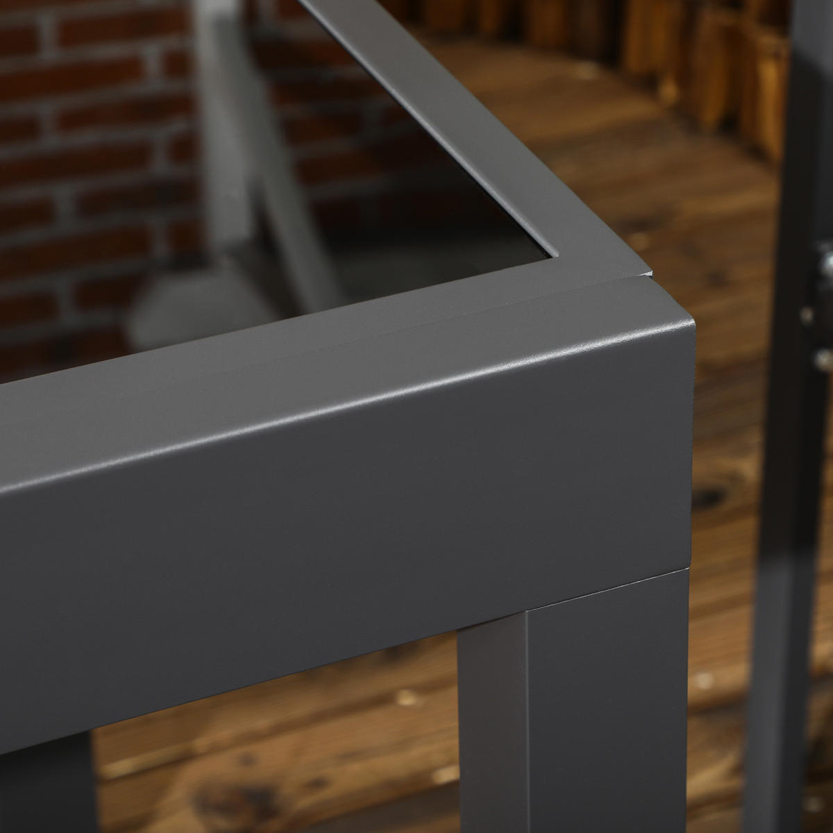 GARTENTISCH, Klappbarer Tischplatte, Balkontisch Terrassentisch, Alu, Glas, Schwarz - Schwarz, Glas/Metall (160/80/75cm) - Outsunny