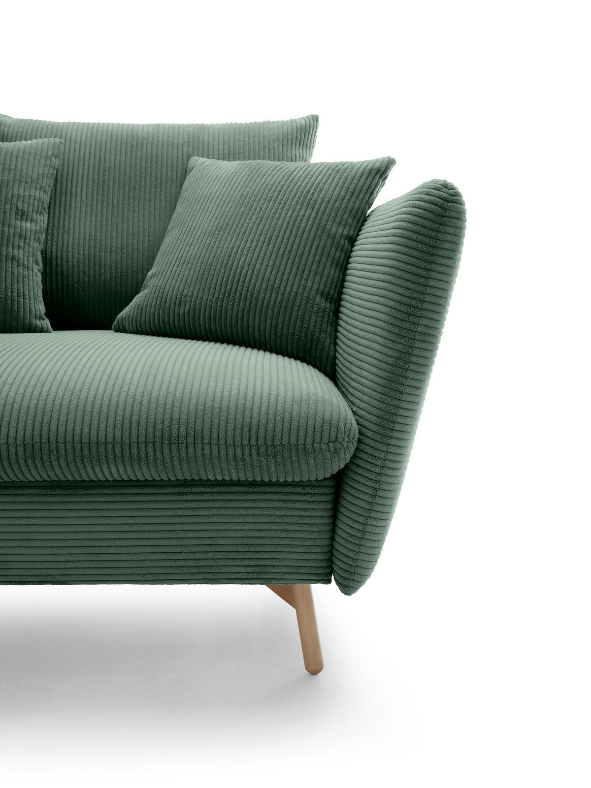 ECKSOFA Savona L-Form 260 cm, Cordstoff, Links, Grün - Grün, Holz (258/167cm) - Emporius