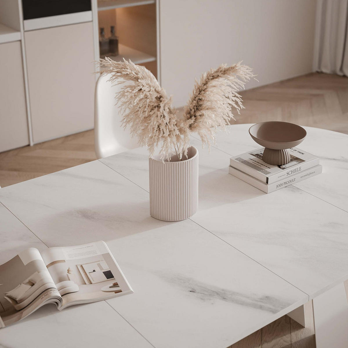 AUSZIEHTISCH FORTE 100/76 cm, Weiß / Bianco (Weiß) - Perlmutt/Weiß, Holzwerkstoff/Metall (100/100/76cm) - Idohome
