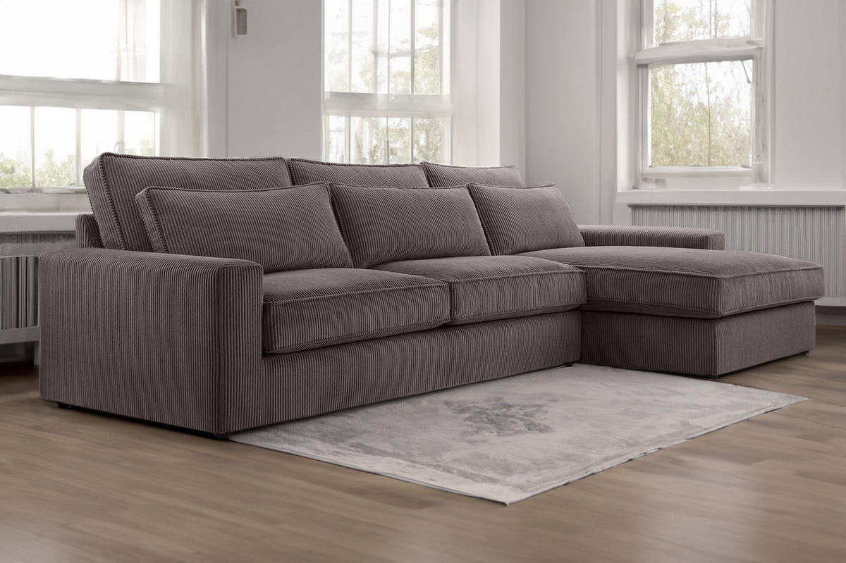 ECKSOFA 4 Sitzer Medan Mini, Hellbraun - Hellbraun, Textil (276/176cm) - Fedve
