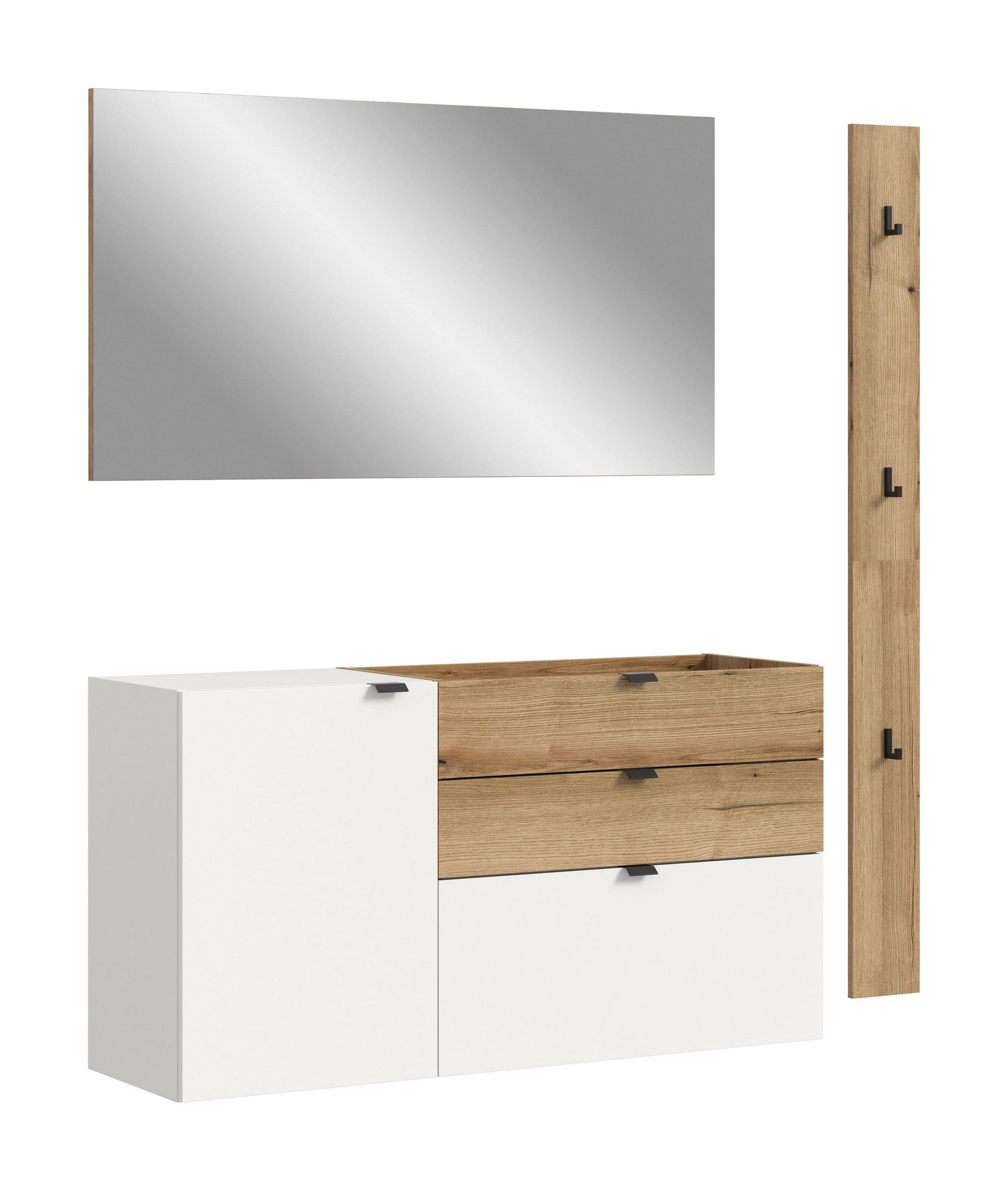 GARDEROBEN-SET NARO 3-tlg. (B/H/T: ca. 158/194/37 cm) in Weiß/weiß - Weiß, Holzwerkstoff (158/194/37cm)