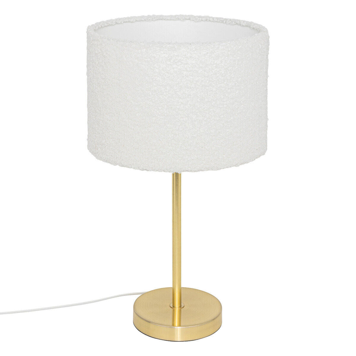 TISCHLEUCHTE Tina 49 cm Bouclé-Lampenschirm - Weiß, Metall (28/28/49cm) - Atmosphera Createur d´interieur