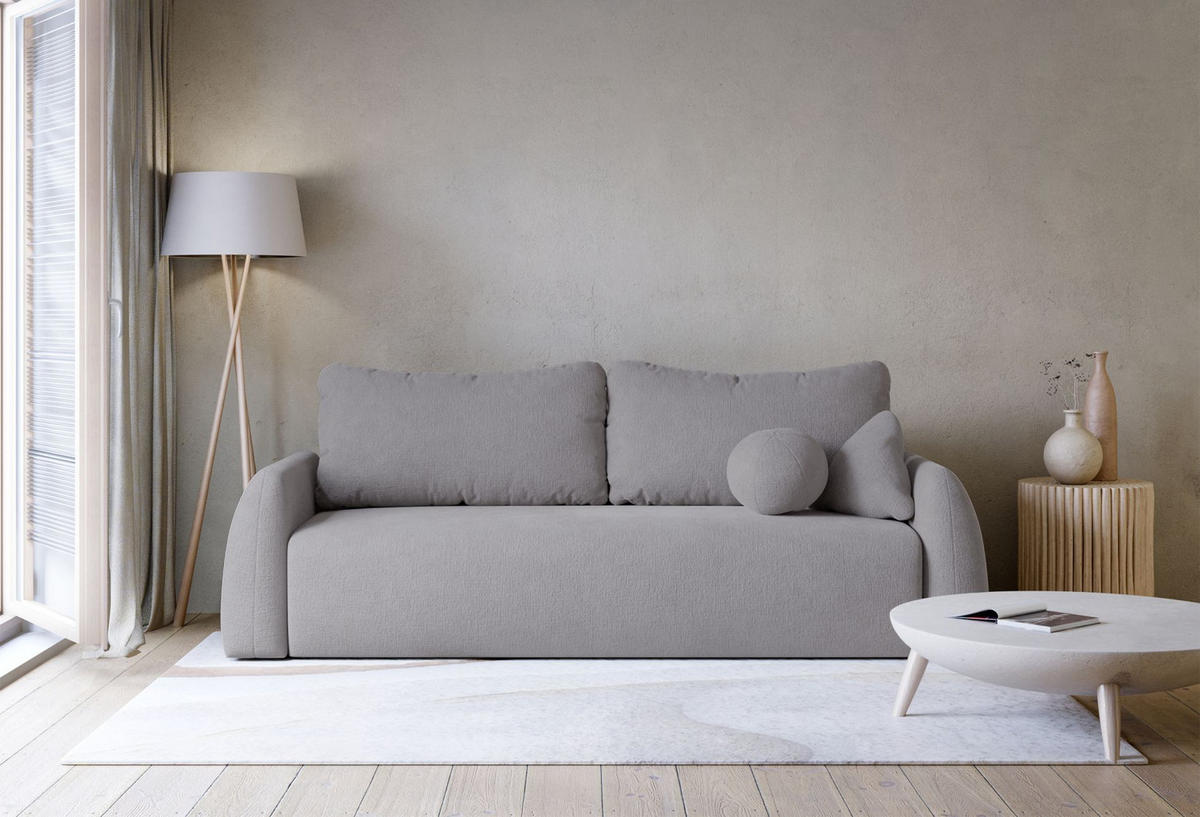 3-SITZER SOFA Nubelle Grau Chenille-Bezug, wasserabweisend - Schwarz/Grau, Kunststoff/Textil (244/85/93cm) - Selsey