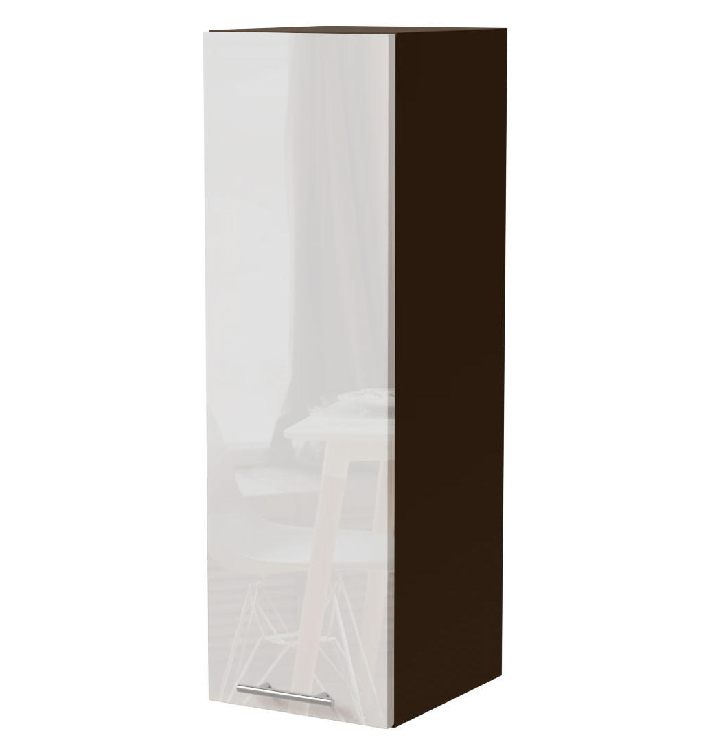Feldmann-Wohnen Küchenhängeschrank Weiß Hochglanz, Dunkelgrau 30x96x32.5 cm