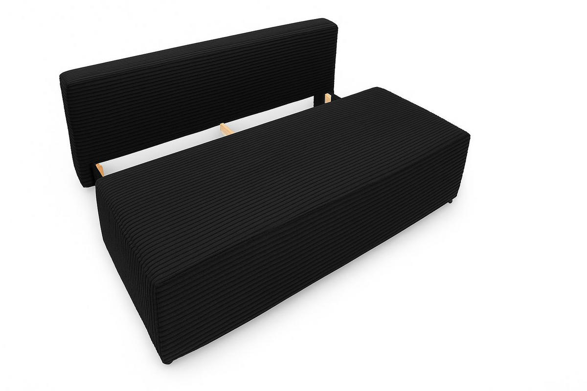 SCHLAFSOFA mit Bettkasten DUO, Stoff Velo, Graphit - Graphitfarben, Holz (198/89/90cm) - Kaiser Möbel