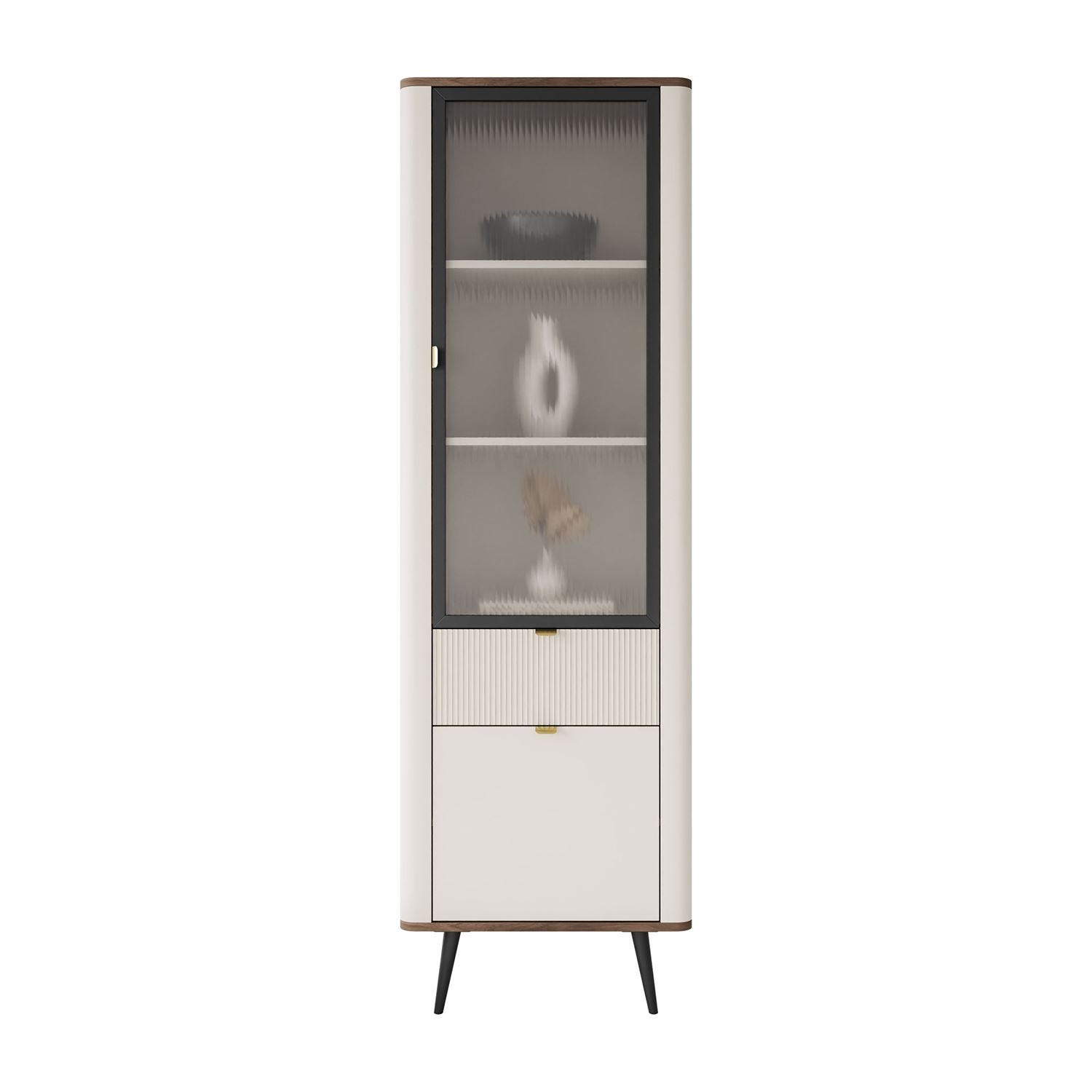 VITRINE schmal AUTUMN 1D1S1W mit Schublade, Kaschmir / Nussbaum - Beige, Holzwerkstoff (60/191/40cm) - Lookway