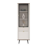 VITRINE schmal AUTUMN 1D1S1W mit Schublade, Kaschmir / Nussbaum - Beige, Holzwerkstoff (60/191/40cm) - Lookway