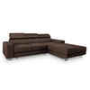 ECKSOFA NOTO R-S Braun Velours-Stoff mit Schlaffunktion - Braun, Holz (267/190cm) - MASSENO