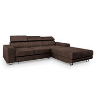 ECKSOFA NOTO R-S Braun Velours-Stoff mit Schlaffunktion - Braun, Holz (267/190cm) - MASSENO