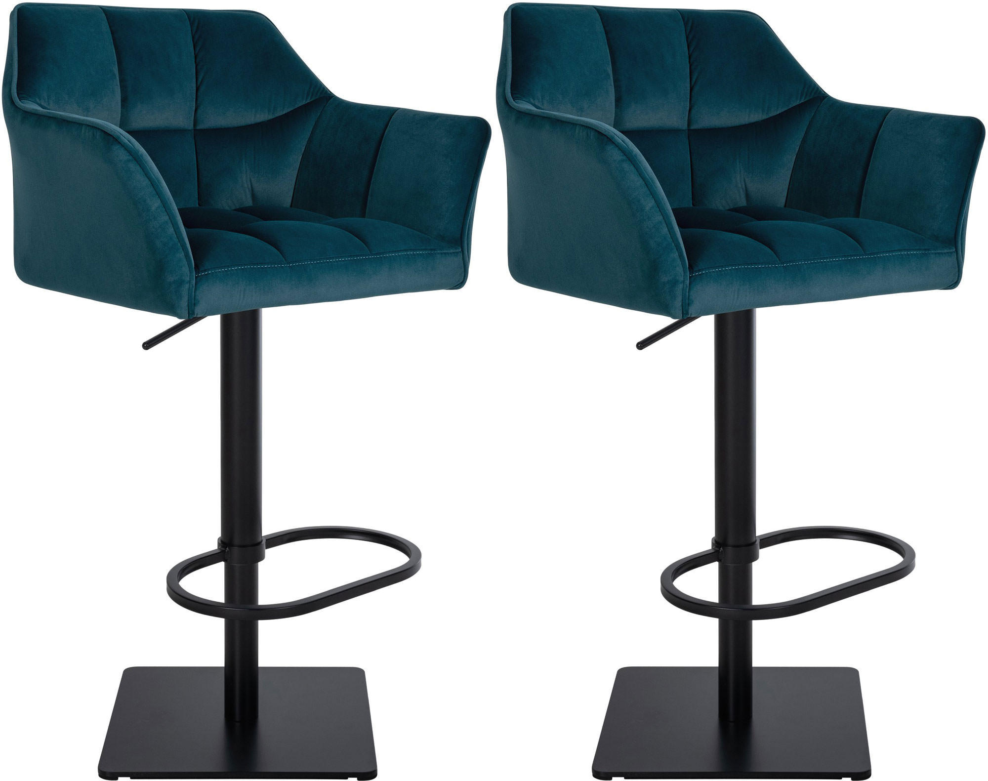 BARHOCKER 2er Set Samt Grün - Schwarz/Grün, Textil/Metall (64/88/45cm) - CLP