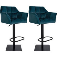 BARHOCKER 2er Set Samt Grün - Schwarz/Grün, Textil/Metall (64/88/45cm) - CLP