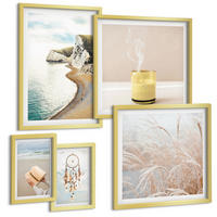 BILDER SET 5er Set - 50x50 cm & 20x30 cm & 40x60 cm Goldrahmen - Charmante italienische Straßen und Blumen - Goldfarben, Kunststoff (40/60cm) - TULUP