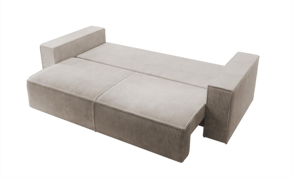 SCHLAFSOFA Farese Beige Cordbezug - Beige/Schwarz, Kunststoff/Textil (257/85/102cm) - Selsey