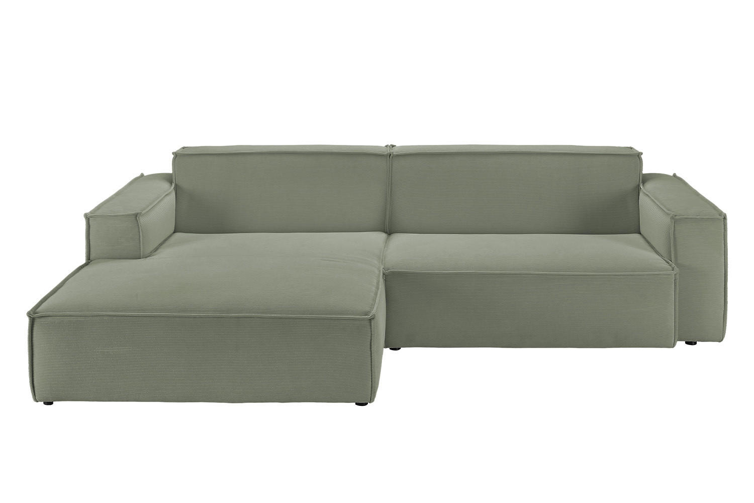 ECKSOFA SAMU Hellgrün Cord - Schwarz/Hellgrün, Textil (276/168cm) - KAWOLA