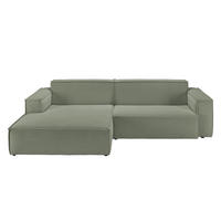 ECKSOFA SAMU Hellgrün Cord - Schwarz/Hellgrün, Textil (276/168cm) - KAWOLA