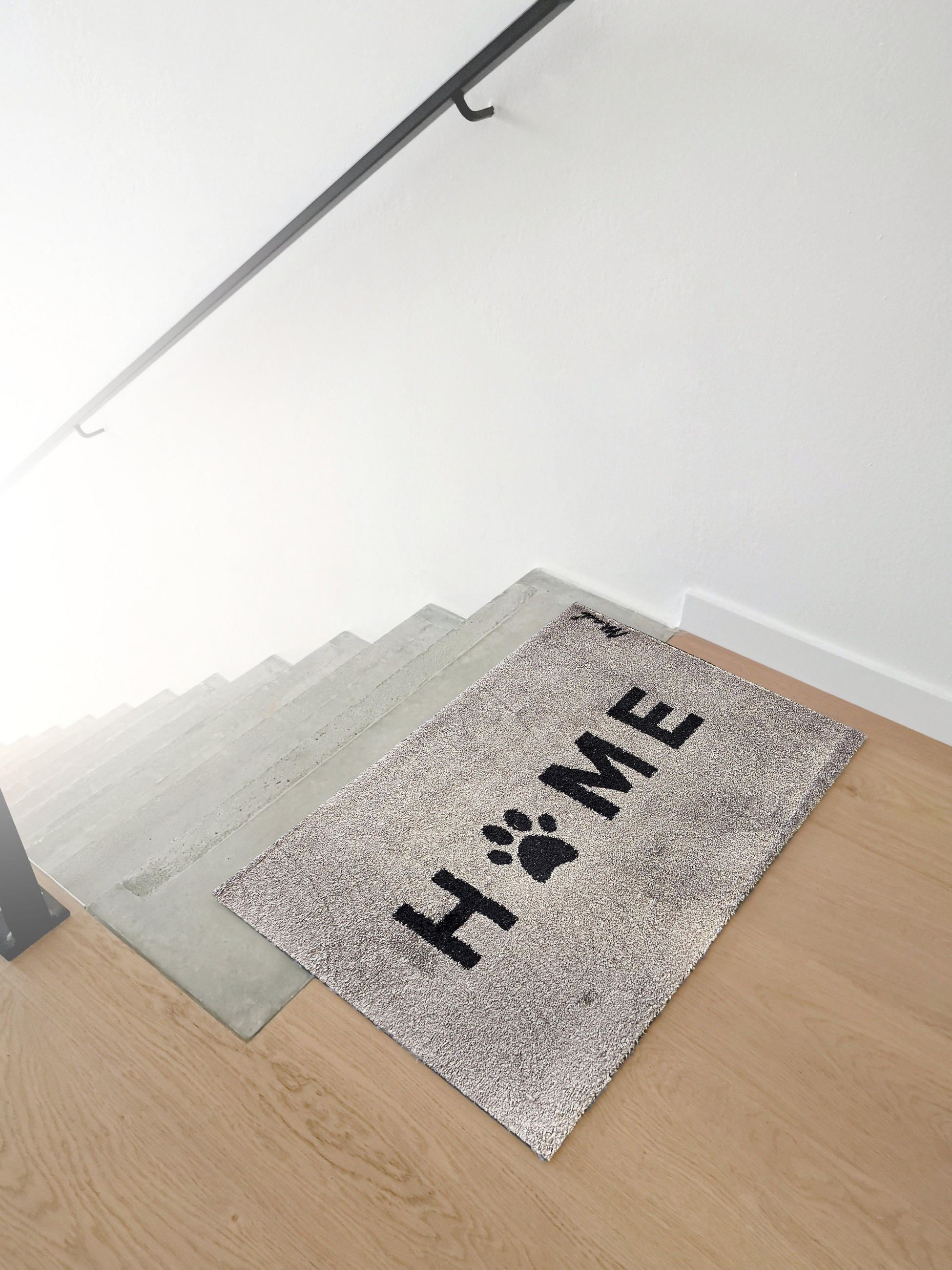 INDOOR FUßMATTE "Bryan" mit Spruch "Home" Hundepfote Beige 50 x 75 cm - Beige/Schwarz, Kunststoff/Textil (50/75cm) - MAD ABOUT MATS